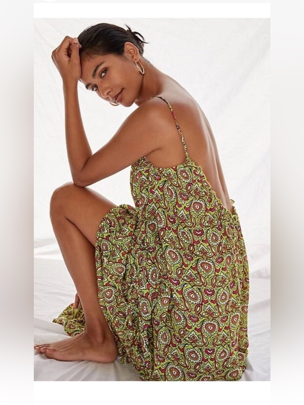 Anthropologie Flounced Maxi Lounge Dress Size M